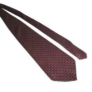 Burgundy Chain Link Pattern Silk Necktie 58 In By 3.75 Inches USA Dad Gift